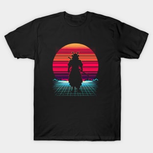 Neon Samurai: Retro Sunset T-Shirt